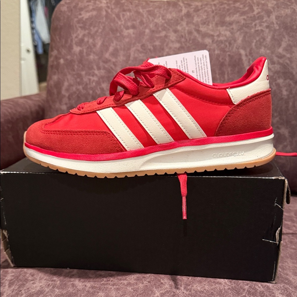 Adidas Women's Scarlet and Cream Sneakers